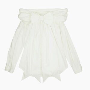Jean Paul Gaultier Elegant White Bow Blouse